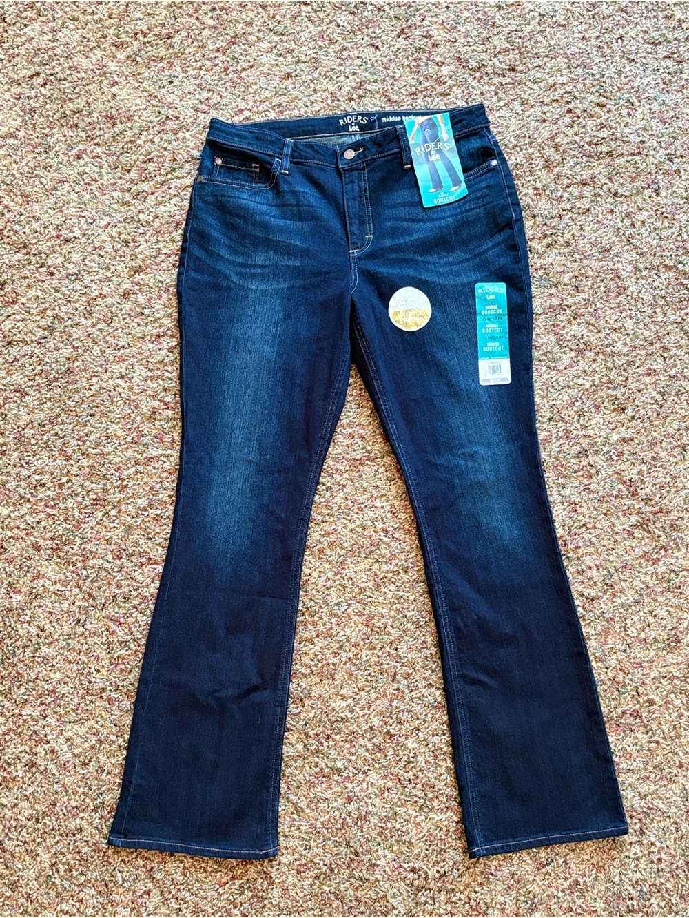 NWT Riders by Lee Midrise Bootcut Jeans Dark Wash Blue Denim Size 12